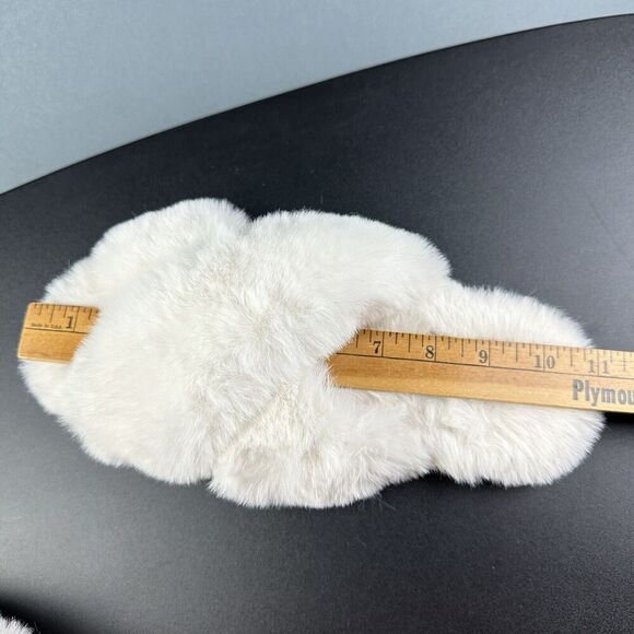 Abercrombie Fitch Faux Fur Slippers Size M/L Criss Cross Slip On Open Toe Shoes* - Picture 11 of 13